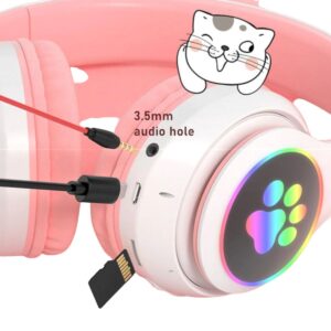 Fone Cat Orelha Gato Gatinho Sem Fio bluetooth Luz Led Arco Ajustável - Imagem 5